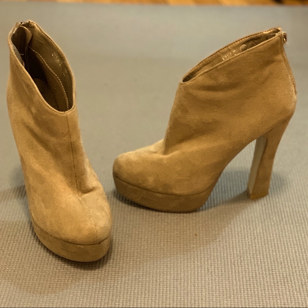 Suede Tan Heel Booties